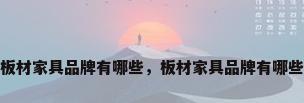 板材家具品牌有哪些，板材家具品牌有哪些