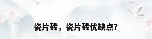 瓷片砖，瓷片砖优缺点？