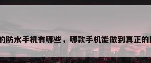 真正的防水手机有哪些，哪款手机能做到真正的防水？