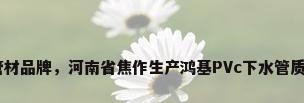 河南pvc管材品牌，河南省焦作生产鸿基PVc下水管质量怎么样？
