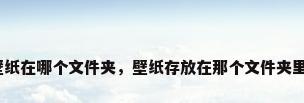 壁纸在哪个文件夹，壁纸存放在那个文件夹里？