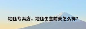 地毯专卖店，地毯生意前景怎么样？