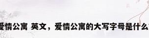 爱情公寓 英文，爱情公寓的大写字母是什么？
