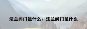 法兰阀门是什么，法兰阀门是什么