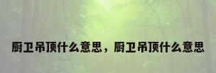 厨卫吊顶什么意思，厨卫吊顶什么意思