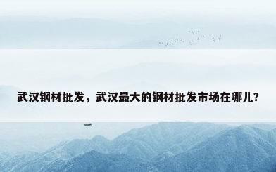武汉钢材批发，武汉最大的钢材批发市场在哪儿？
