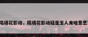 隔墙花影动，隔墙花影动疑是玉人来啥意思？