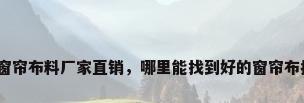 批发窗帘布料厂家直销，哪里能找到好的窗帘布批发？
