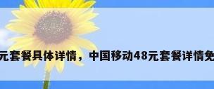 移动48元套餐具体详情，中国移动48元套餐详情免费流量？