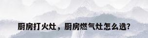 厨房打火灶，厨房燃气灶怎么选？