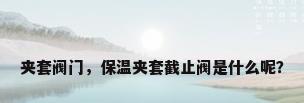夹套阀门，保温夹套截止阀是什么呢？