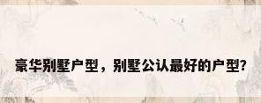 豪华别墅户型，别墅公认最好的户型？