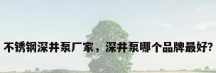 不锈钢深井泵厂家，深井泵哪个品牌最好？