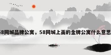 58同城品牌公寓，58同城上面的金牌公寓什么意思？