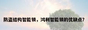 防盗结构智能锁，鸿利智能锁的优缺点？