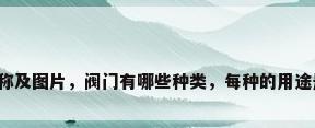 阀门名称及图片，阀门有哪些种类，每种的用途是什么？
