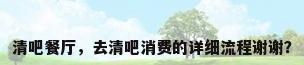 清吧餐厅，去清吧消费的详细流程谢谢？