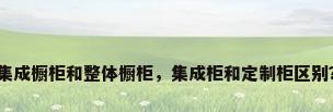 集成橱柜和整体橱柜，集成柜和定制柜区别？