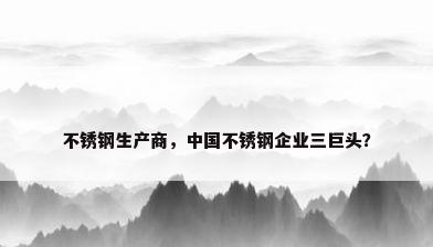 不锈钢生产商，中国不锈钢企业三巨头？
