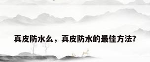 真皮防水么，真皮防水的最佳方法？