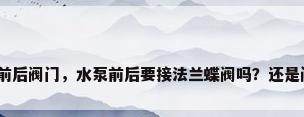 水泵前后阀门，水泵前后要接法兰蝶阀吗？还是闸阀？