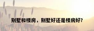 别墅和楼房，别墅好还是楼房好？