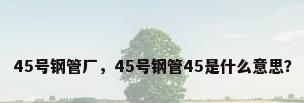 45号钢管厂，45号钢管45是什么意思？