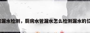 厨房漏水检测，厨房水管漏水怎么检测漏水的位置？
