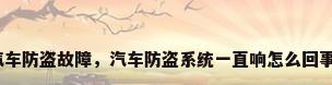 汽车防盗故障，汽车防盗系统一直响怎么回事？