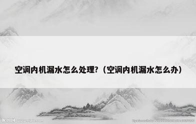 空调内机漏水怎么处理?（空调内机漏水怎么办）