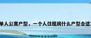 单人公寓户型，一个人住租房什么户型合适？