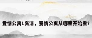 爱情公寓1高清，爱情公寓从哪里开始看？
