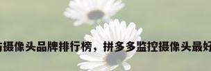 安防摄像头品牌排行榜，拼多多监控摄像头最好的？