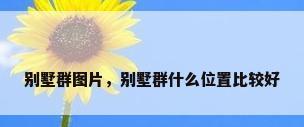 别墅群图片，别墅群什么位置比较好