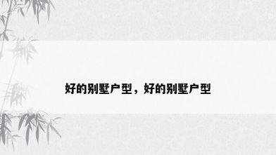 好的别墅户型，好的别墅户型