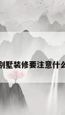 别墅装修要注意什么