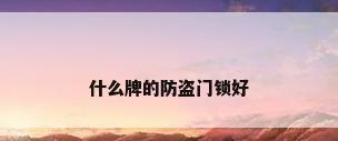 什么牌的防盗门锁好