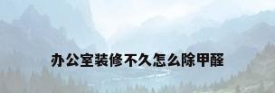办公室装修不久怎么除甲醛