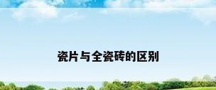 瓷片与全瓷砖的区别