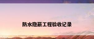 防水隐蔽工程验收记录