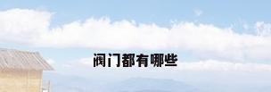 阀门都有哪些