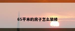 65平米的房子怎么装修