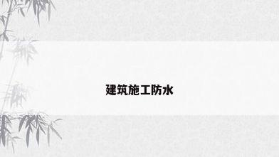 建筑施工防水