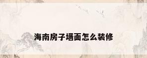 海南房子墙面怎么装修