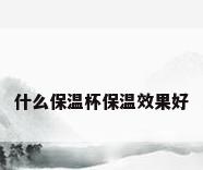 什么保温杯保温效果好