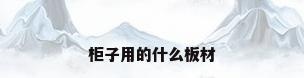 柜子用的什么板材