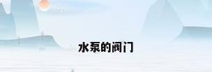 水泵的阀门