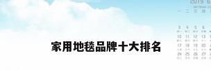 家用地毯品牌十大排名