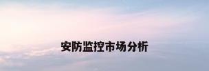 安防监控市场分析