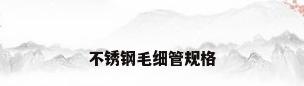 不锈钢毛细管规格